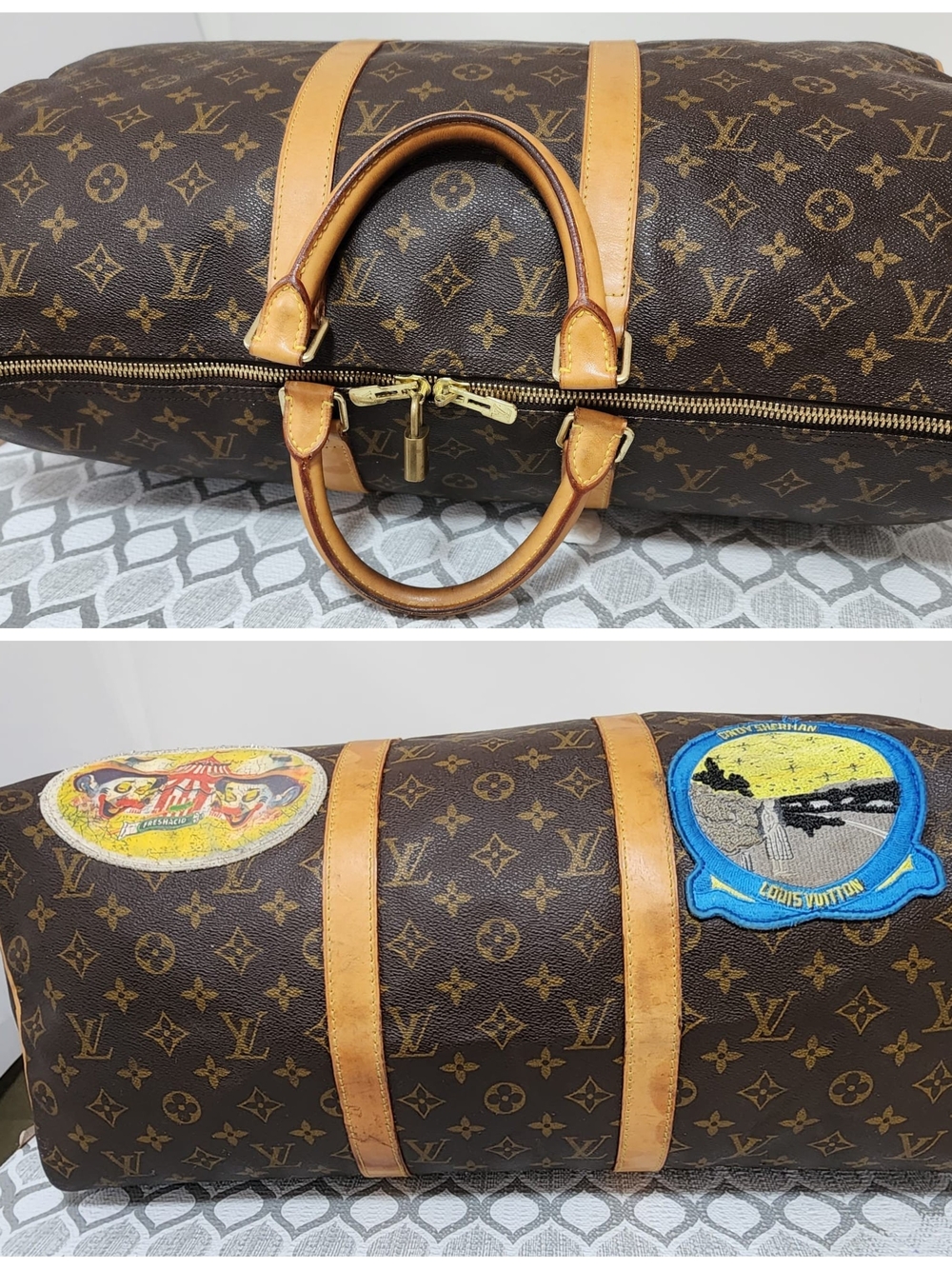 Louis Vuitton Limited Edition Monogram Patches Keepall Bandoulière 50 Brown - Picture 9 of 16